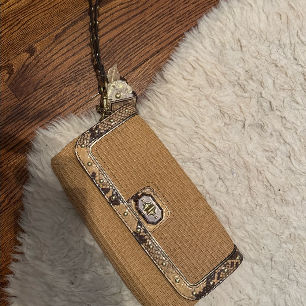 Coach Tan Clutch with Gold Trim - Picture 2 of 3